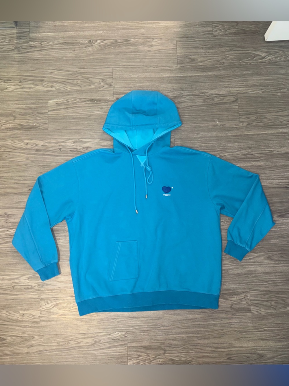 Ader Error Blue Twin Heart Hoodie BLASSHD03BL2 Blue Men’s Sz A2 2XL Oversized